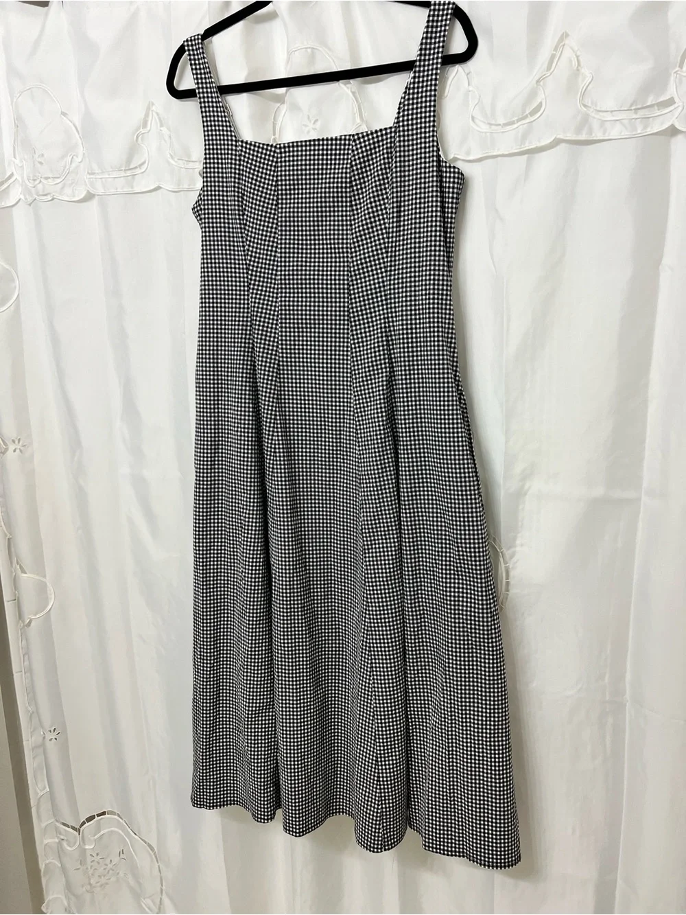 NWOT Abercrombie & Fitch Flowy Midi Dress Black Gingham Large Petite LP